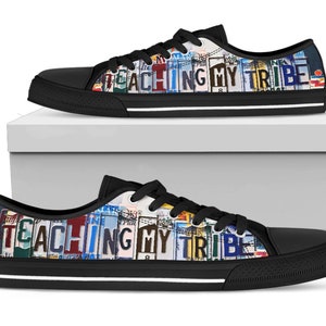Enseignant chaussures personnalisées My Tribe, cadeau femme pour elle, baskets personnelles personnalisées, chaussures basses personnalisées