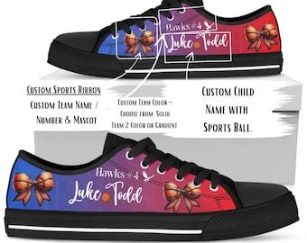Personalisierte Sport-Team-Segeltuchschuhe: Benutzerdefinierte Trikotnummer, Maskottchen und Schleife