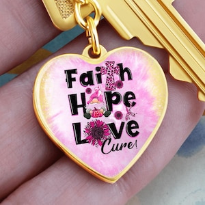 Personalized Breast Cancer Awareness Keychain: Pink Ribbon, Custom Engraving