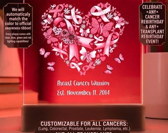 Personalisierte Cancer Transplant Survivor Acryl Plakette - Rebirthday LED-Nachtlicht