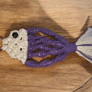 Handmade Macrame Fish Keychain, Cheerful Backpack Charm