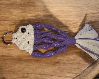 Handmade Macrame Fish Keychain, Cheerful Backpack Charm