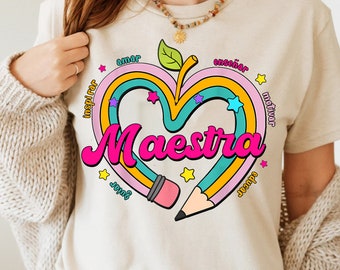 Camiseta Maestra, Sudadera de profesor de español, Profesor bilingüe, Idioma dual, Regalo de Maestra, Camiseta bilingüe de Maestra, Regalo de profesor