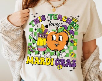 Camiseta de maestro de Nueva Orleans, camiseta de este maestro ama el Mardi Gras, camiseta de agradecimiento al maestro, regalo para el maestro, camiseta de graduación, camiseta de maestro