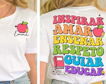 Camicia Inspirar Amar Ensenar, Camicia per insegnanti, Camicia Maestra, Teach Love Inspire, Camicia per insegnanti bilingue Maestra, Regalo di apprezzamento per gli insegnanti