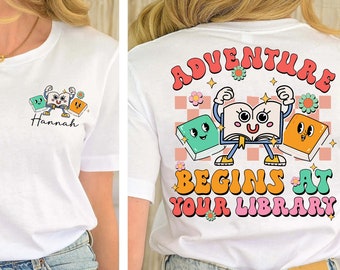 Adventure Begins At The Library Shirt, Book Lover Shirt, Reading Shirt, Lirarian Shirt, Bookish Shirt, Summer Reading 2024 Shirt