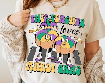 Camiseta "Este maestro ama el carnaval", camiseta de maestro de Nueva Orleans, camiseta de agradecimiento al maestro, regalo para el maestro, camiseta de graduación, camiseta de maestro