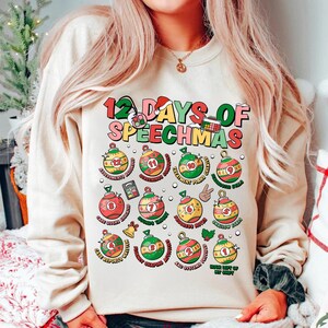 12 Days Of Speechmas Shirt, Christmas Speech Therapy Shirt, Speech Therapist Shirt, Gift For Therapist, Speech Language Gift, Pathology Gift