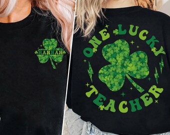 One Lucky Teacher Shirt, Custom Name Patrick's Day Teacher Shirt, Irish Teacher Shirt, Teacher Gift, Shamrock Teacher Shirt