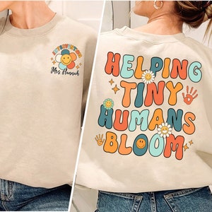 Helping Tny Humans bloom Shirt, Groovy Early Intervention Specialist, Custom Teacher Shirt, Special Education, Custom Teacher Gift