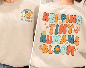 Helping Tny Humans bloom Shirt, Groovy Early Intervention Specialist, Custom Teacher Shirt, Special Education, Custom Teacher Gift