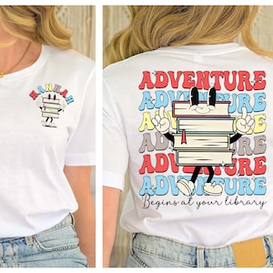 Custom name book Lover Shirt, Adventure begins At The Library Shirt, Summer Book Shirt, Librarian Shirt, Summer Reading Shirt