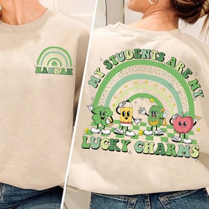 My Students are My Lucky Charms Shirt, Custom Name Teacher St Patrick&#39;s Day Shirt, St Patrick Day Teacher Shirt, One Lucky Teacher Shirt