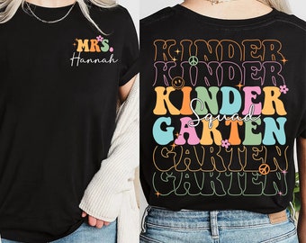 Kindergarten Squad Shirt, Custom Name Teacher Shirt, Kindergarten Team, 2024 Happy First Day Of School Shirt, Back To School Outfit