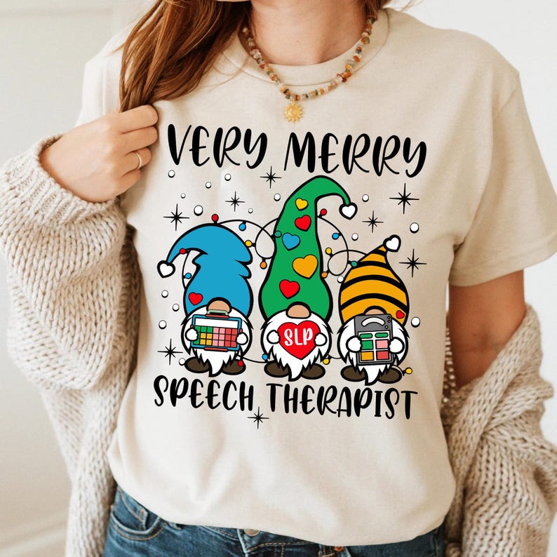 Pathologist Symbol Christmas Speech Therapy Shirt, Slp Christmas Gnome Tee, Speech ...