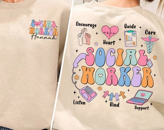 Benutzerdefinierte Name Sozialarbeiter Shirt, Sozialarbeiter Abschluss Sweatshirt, süßes Sozialarbeit Shirt, Sozialarbeiter Wertschätzung T-Shirt