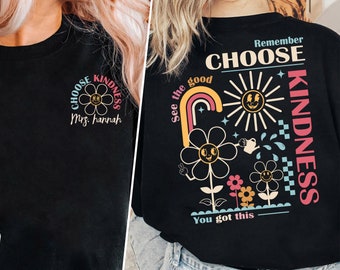 Koszulka nauczyciela na zamówienie, koszulka nauczyciela retro, koszulka Choose Kindness, prezent dla nauczyciela, słodka koszulka dla nauczyciela, estetyczna koszulka nauczyciela