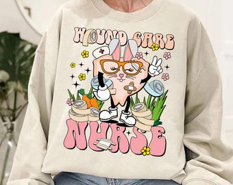 Camiseta de enfermera de cuidados de heridas "Feliz día de Pascua", camiseta para amantes de los gnomos, suéter de enfermera de cuidados de heridas, camiseta de enfermera especialista, camiseta de estudiante de enfermería, camiseta de enfermera
