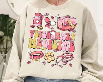 Sweat-shirt drôle de médecine vétérinaire, sweat-shirt vétérinaire, cadeau de docteur animal pour le vétérinaire cadeau pour la technologie vétérinaire, chemise de médecine vétérinaire