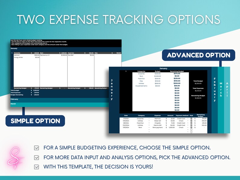 Simple Monthly Budget and Expense Tracking Spreadsheet [TURQUOISE] - Etsy