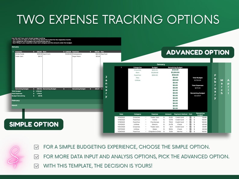 Simple Monthly Budget and Expense Tracking Spreadsheet [GREEN] - Etsy