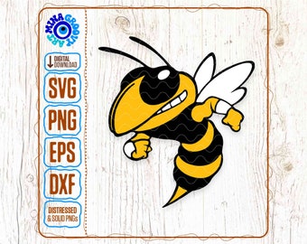 Hornet Bee Mascot SVG PNG DXF Instant Digital Download Cricut File Cuttable, Sports, Wasp, Football, Basketball, Bumblebee, School, College