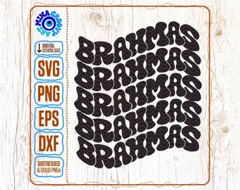 Stacked Brahmas SVG PNG DXF, Wavy Mascot T-Shirt Sublimation, Brahmas Game Day Cricut Cut File, DtF Transfer DtG Screen Print