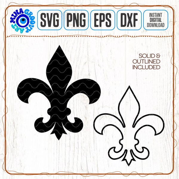 Fleur De Lis Symbol SVG PNG DXF, Fleur-de-lis svg Cricut cutting file, New Orleans svg Instant Download Silhouette Cameo, Mardi Gras svg
