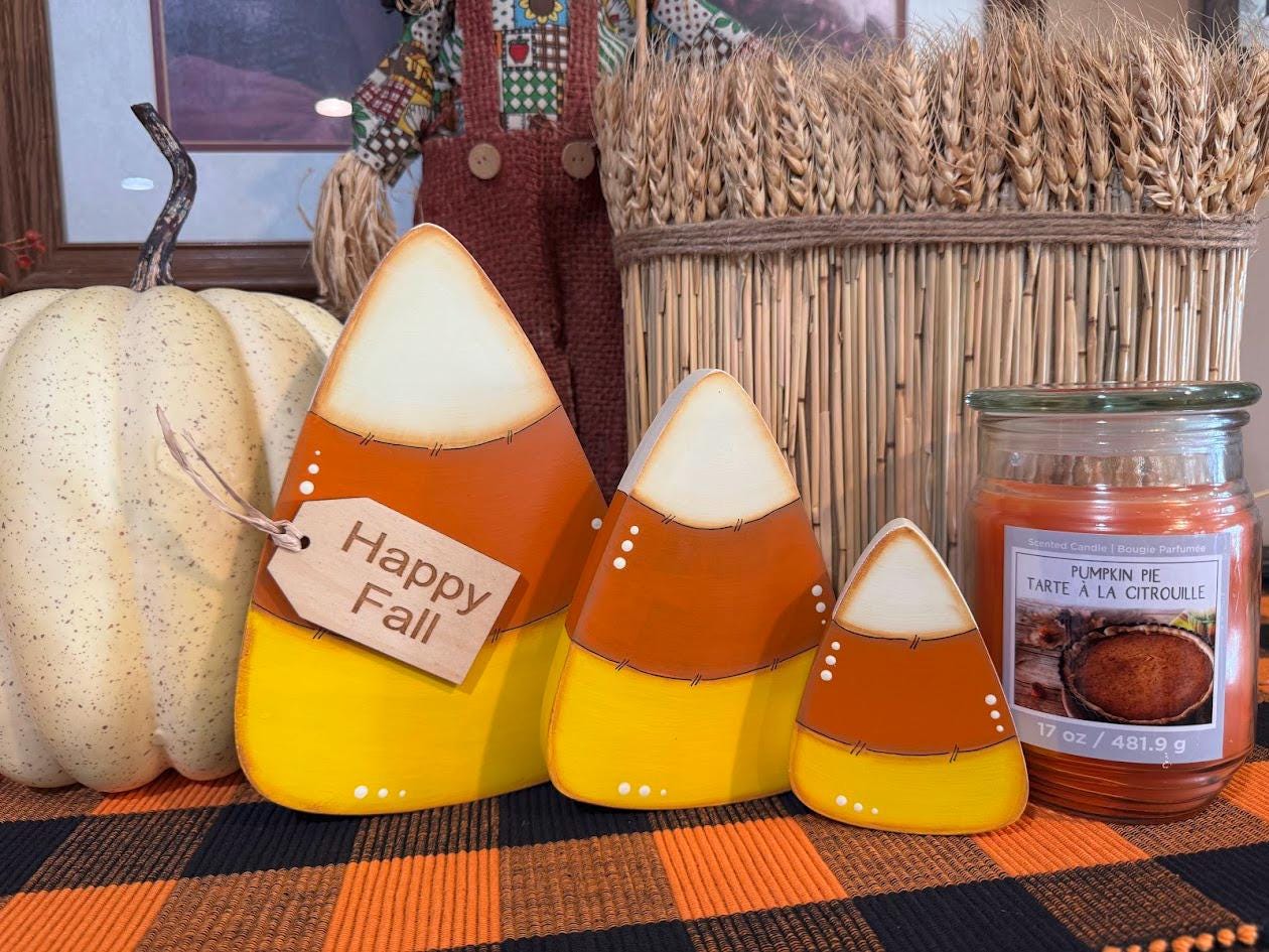Wooden Candy Corn Fall Decoration Halloween Decor Set Piece Farmhouse ...