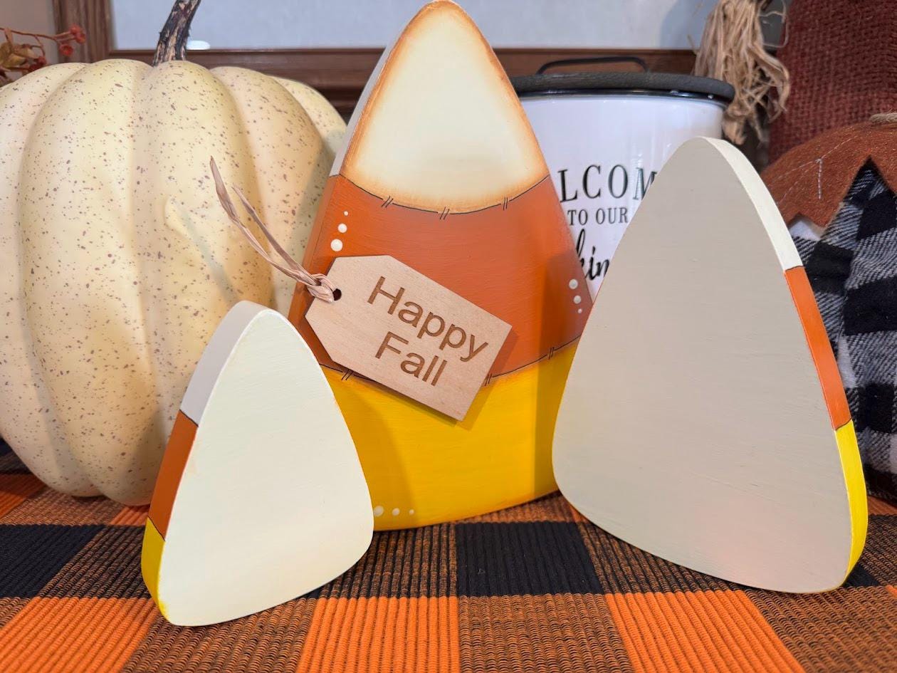 Wooden Candy Corn Fall Decoration Halloween Decor Set Piece Farmhouse ...