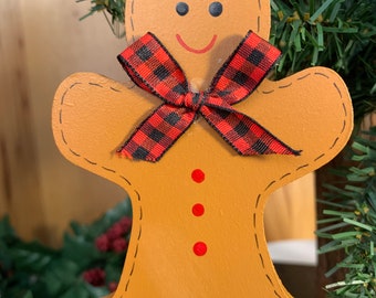 Gingerbread man ornament, Christmas ornament, Wooden ornament, Holiday wood decor, Christmas wood decor, Christmas tree ornament.