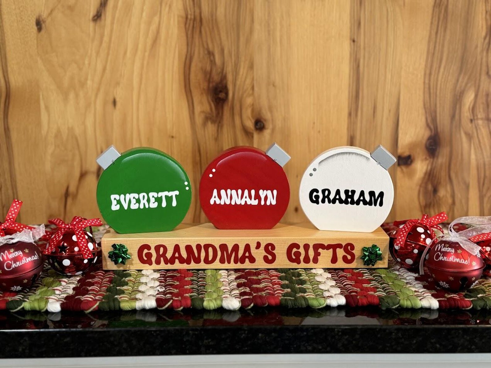 Personalized Family Chistmas Ornaments Block Set, Custom Wooden ...