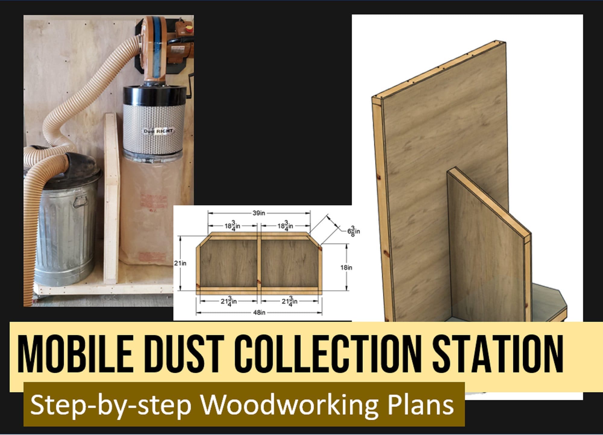 DIY Mobile Dust Collection Cart for Dust Right or Shop Fox Wall Mount Dust Collectors Etsy