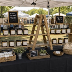 Tabletop Ladder Shelves Woodworking Plan - Easy DIY Vendor Display Shelves - Craft Show Display for your Booth - Easy Setup and Teardown