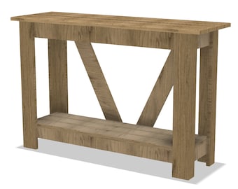 Simple Console Table Woodworking Plan - Easy weekend project - Built from 1x4 dimension lumber - Digital Download - Pocket hole construction