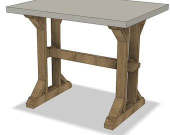 DIY Bar Height Trestle Table Base Woodworking Plan For Your Custom Top - Make Your Own Bar Table from Dimension Lumber - Weekend Project