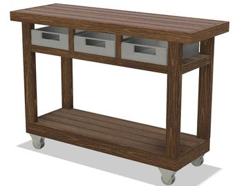Rustic Bar Cart or Kitchen Island Woodworking Plan - Weekend DIY Project - Build from Dimension Lumber