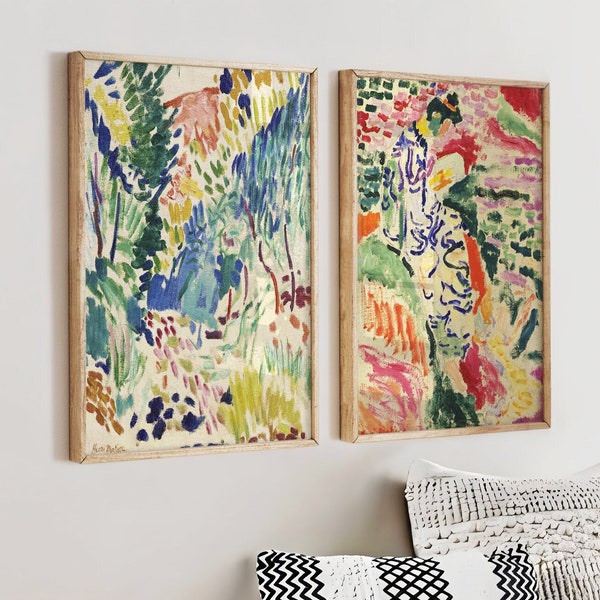 Ensemble de 2 gravures Henri Matisse, art impressionnisme, oeuvre d'art célèbre, art mural imprimable, tableau populaire, impression murale moderne, affiches de galerie
