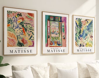 Set Of 3 Matisse Colourful Prints, Gallery Wall Art, Impressionism, Abstract, Nature, Landscape, Living Room, Bedroom, Kitchen Posters