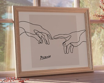 Picasso The Creation of Adam Print, Abstract Wall Art, Contemporary Print, Gift For Women, Wall Hanging, Famous Artwork, Beige Fine Art