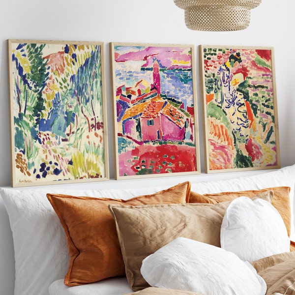 Set Of 3 Matisse Colourful Prints, Impressionism, Abstract, Nature, Landscape, Living Room, Bedroom, Kitchen Posters, Gallery Wall Art, Gift