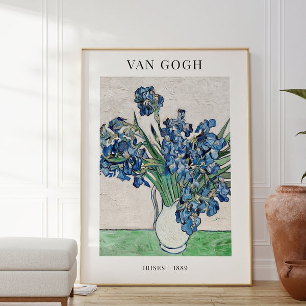 Van Gogh Irises Flower Painting, Floral Wall Art, Famous Artwork, Botanical, Vase, New Home Gift, Posters And Prints, Kitchen Wall Art Print