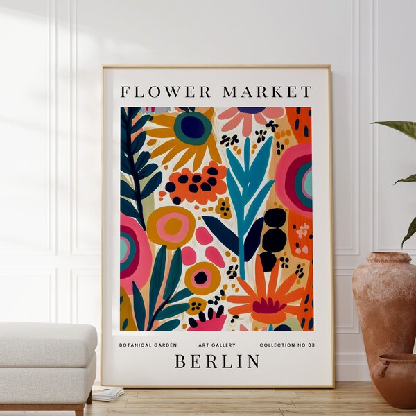 Berlin Blumenmarkt Poster, Bunte Wandbilder, Blumenkunst, Geschenk für Freund, Botanische Dekoration, Wohnzimmer, Schlafzimmer, Küchenkunst