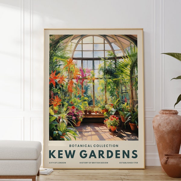 Kew Gardens Botanische Collectie Print, Floral Natural Art Poster, Planten en Bloemen, Kleurrijke Natuurkunstwerken, Green Wall Art Decor, Cadeau