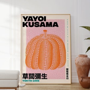 Yayoi Kusama Pumpkin Pink Print, Popular Artwork, Dot Wall Art, Modern Wall Hanging, Electric Wall Decor, Bedroom, Living Room, Art Lovers