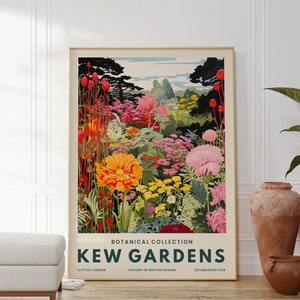 Kew Gardens Flower Print, Botanical Wall Art Decor, Flowers and Plants, Colourful Nature Art Poster, Vivid Forest Garden, Green Gift For Her