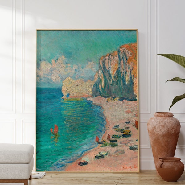 Claude Monet The Beach and The Falaise D'amont Print, Impressionism Art, Famous Artist, Art Lover, Relaxing Print, Gift For Women, Beach Art