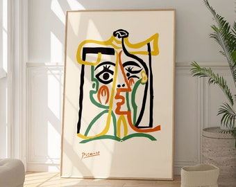 Picasso Tete De Femme Print, Abstract Wall Art, Contemporary Print, Head of a Woman, Minimalist Print, Famous Painting, Cubism, Home Decor