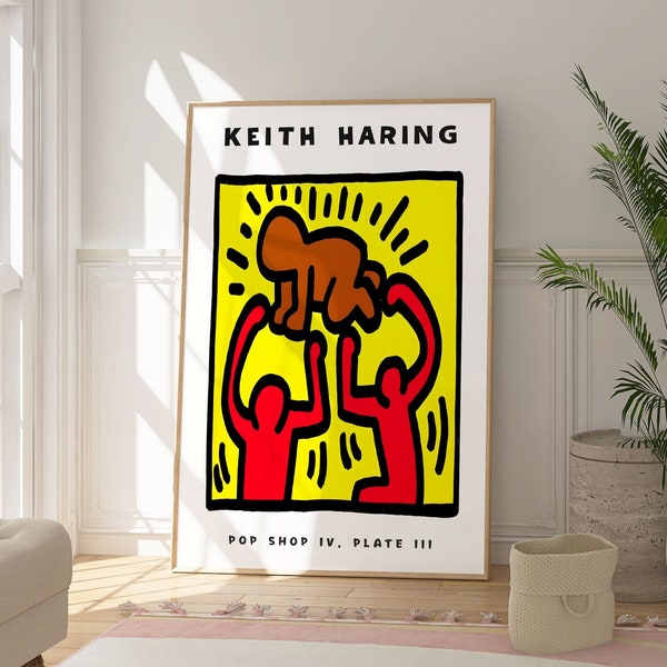 Keith Haring Fertility Pop Shop Print, Pop Art Poster, Street Art Yellow Print, Exhibition Home Wall Decor, Contemporary, Minimalist, Gift