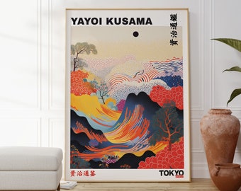 Yayoi Kusama Landscape Poster, Colourful Modern Artwork, Contemporary Print, Abstract Art, Japanese Popular Artist, Gift For Her